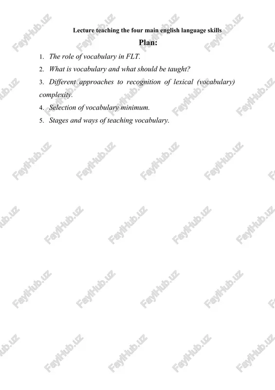 lecture on teaching english vocabulary — DOCX