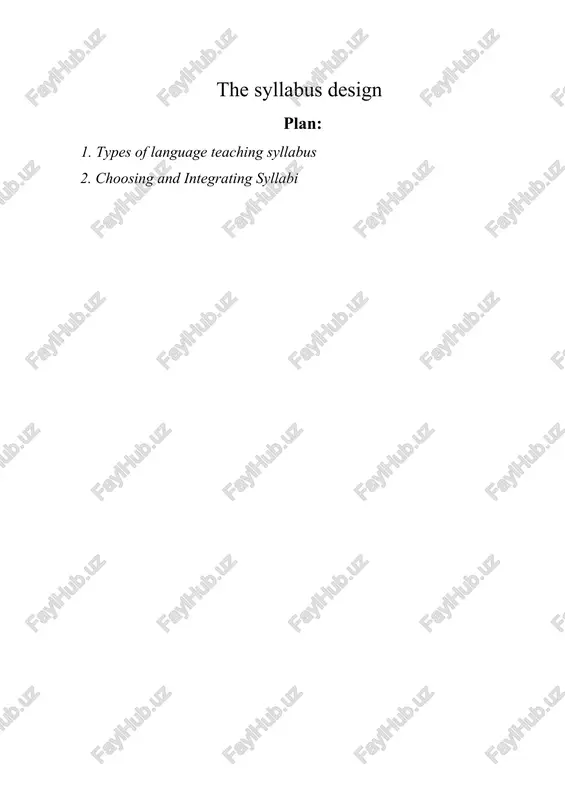 syllabus design for english language teaching — DOCX