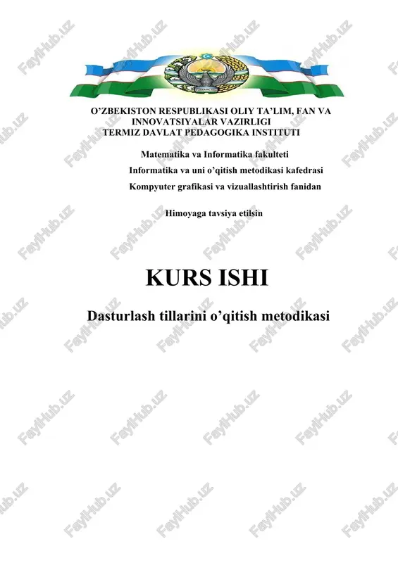 dasturlash tillarini o’qitish metodikasi — DOCX