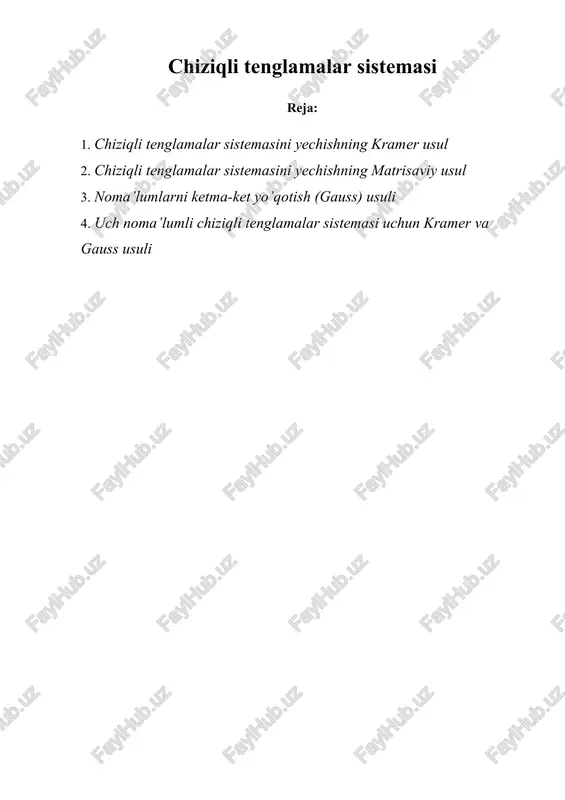 chiziqli tenglamalar sistemasi — DOCX