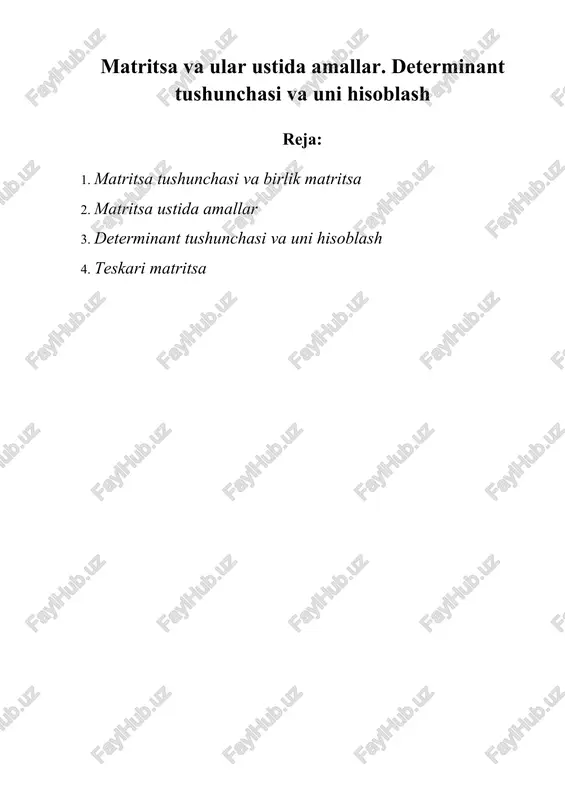matritsa va ular ustida amallar — DOCX