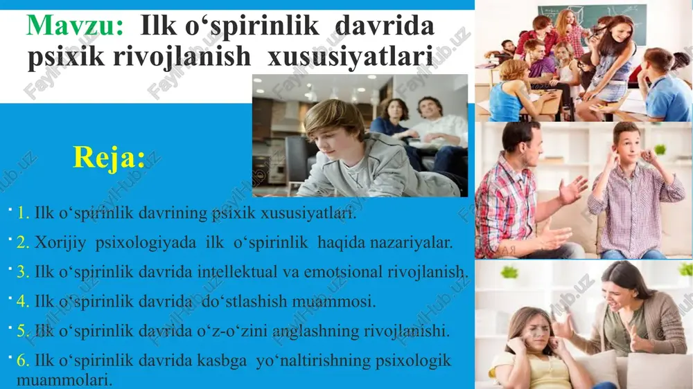 ilk o‘spirinlik davrida psixik rivojlanish xususiyatlari — PPTX