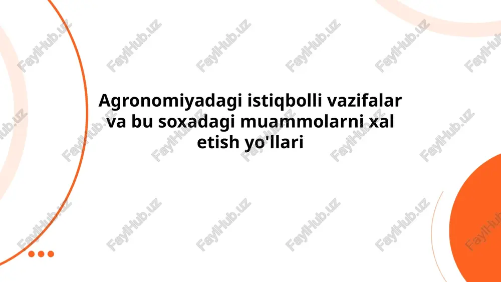 tuproq unumdorligini oshirish yo'llari — PPTX