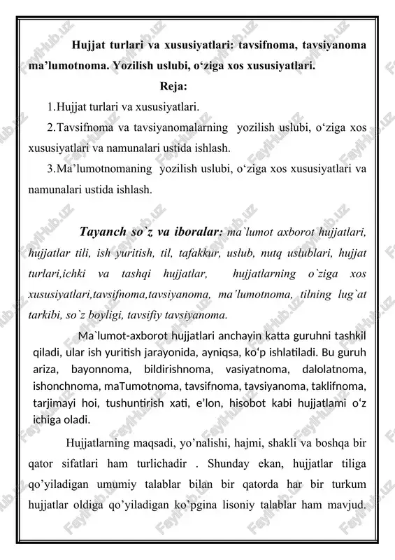 ma`lumot-axborot hujjatlari — DOCX