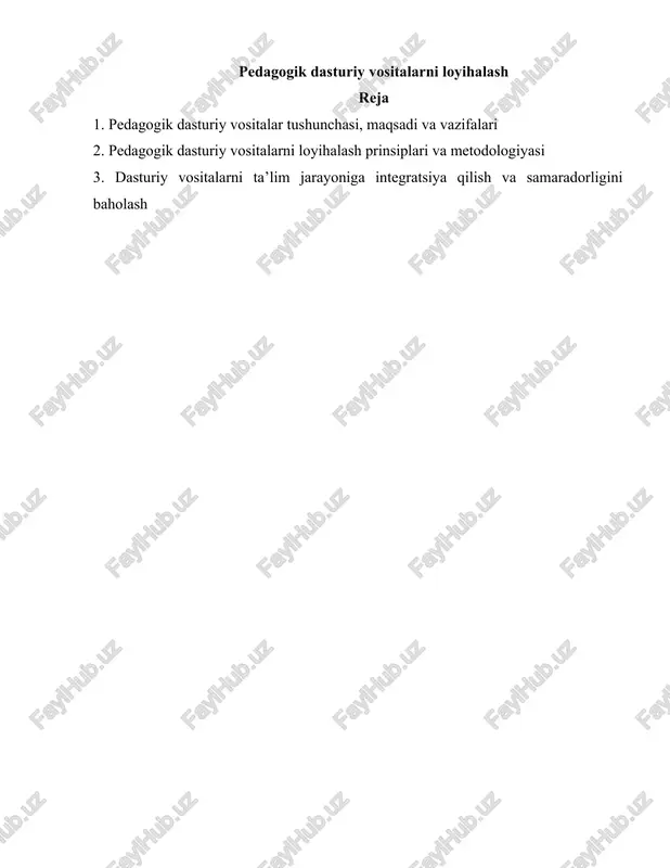 pedagogik dasturiy vositalarni loyihalash — DOCX