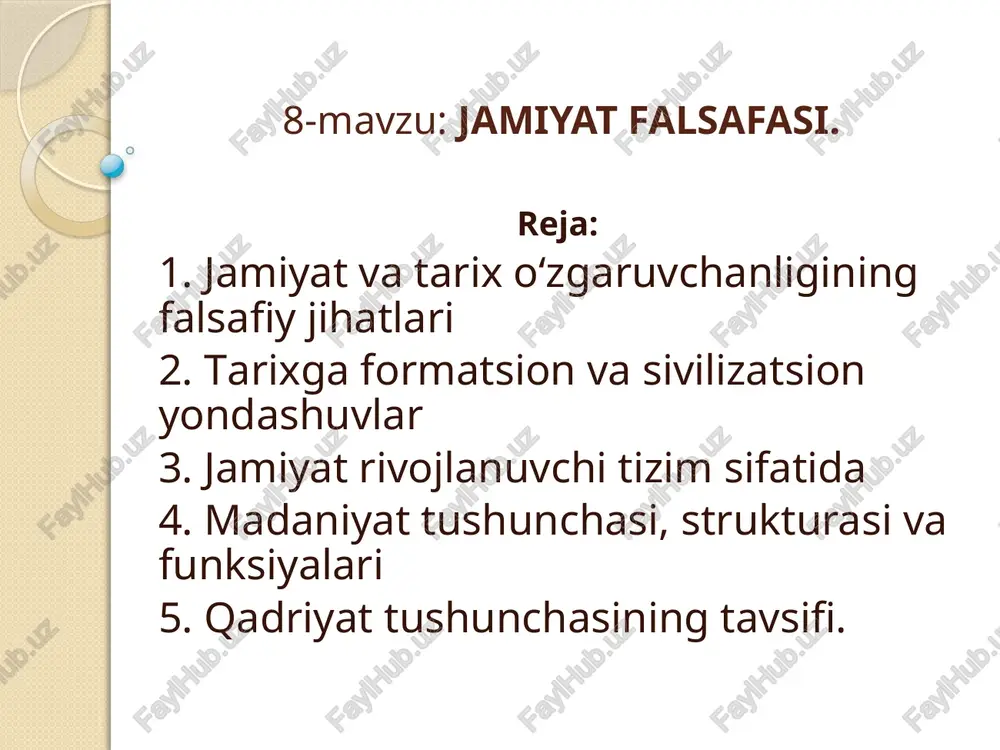 jamiyat falsafasi — PPTX