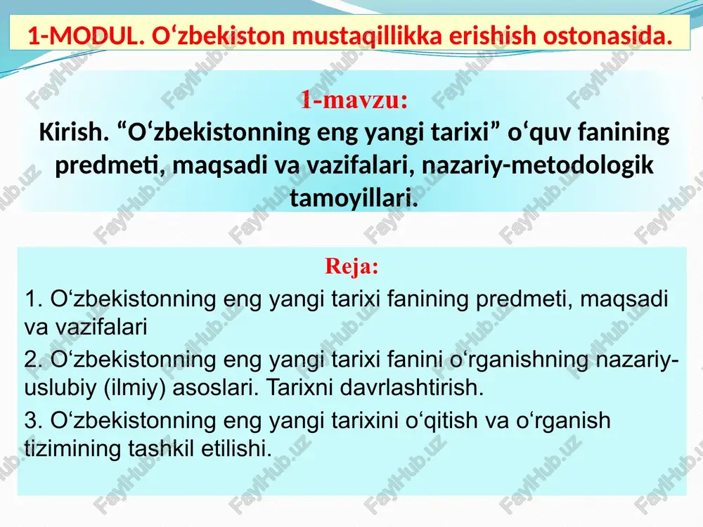 o‘zbekistonning eng yangi tarixi — PPTX