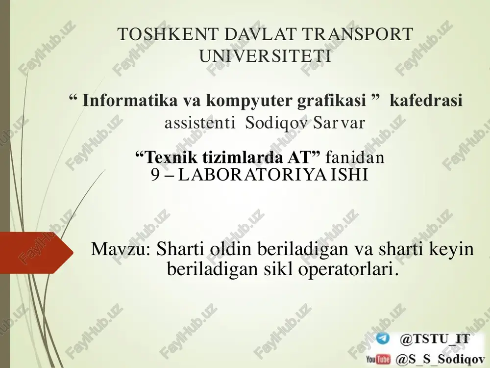 takrorlanuvchi jarayonlarga foydalanib c++ tilida dasturlar tuzish — PDF
