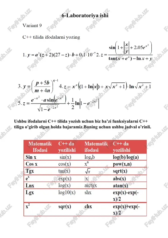 c++ tilida nomlar va ularning turlari haqida ma'lumotlar — DOCX