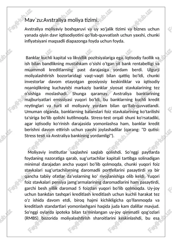 avstraliya moliya tizimi — DOCX