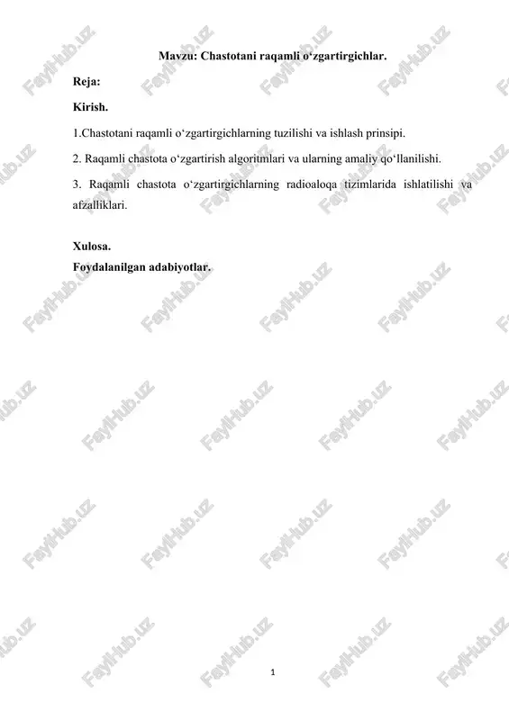 chastotani raqamli o‘zgartirgichlar — DOCX