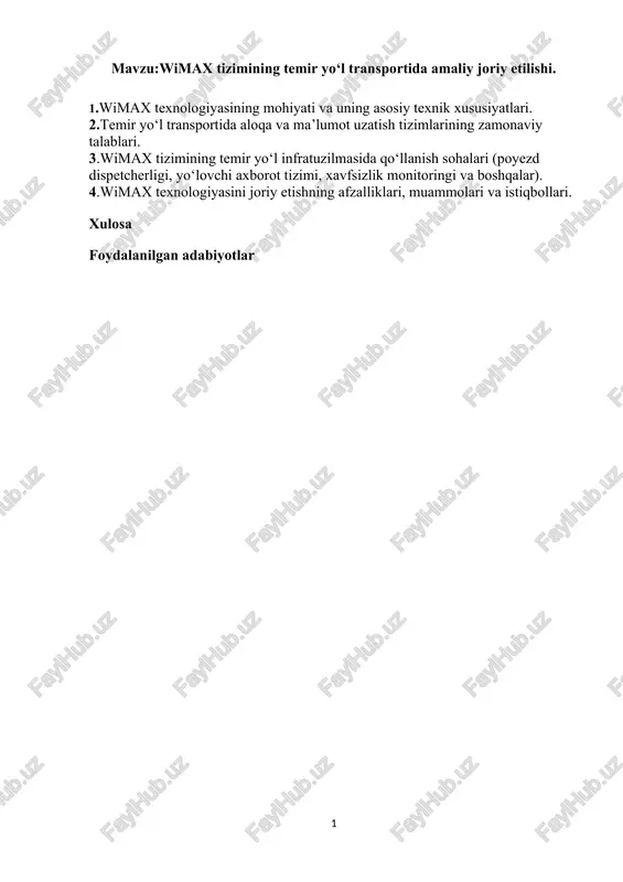 wimax tizimi — DOCX