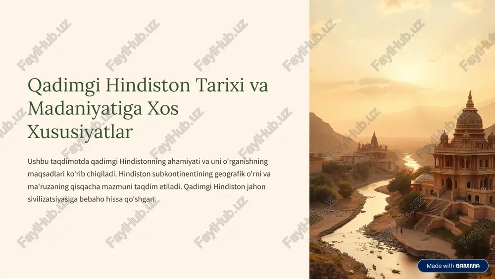 qadimgi hindiston tarixi va madaniyatiga xos — PDF