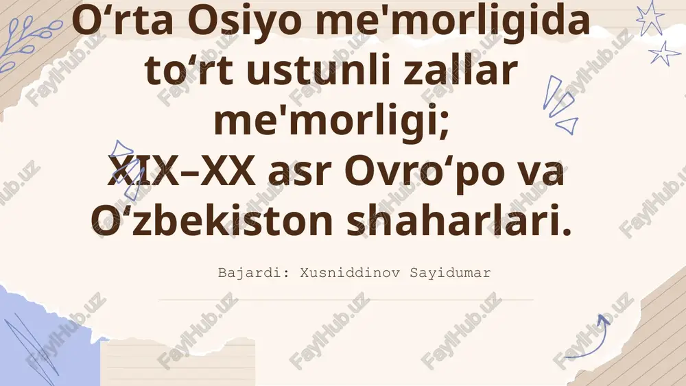 to‘rt ustunli zallar — PPTX