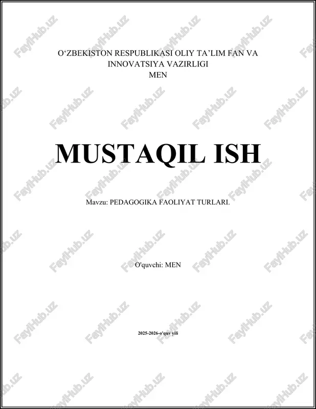 pedagogika faoliyat turlari — DOCX