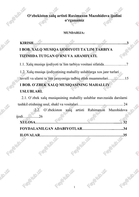 o‘zbekiston xalq artisti raximaxon mazohidova ijodini o‘rganamiz — DOCX