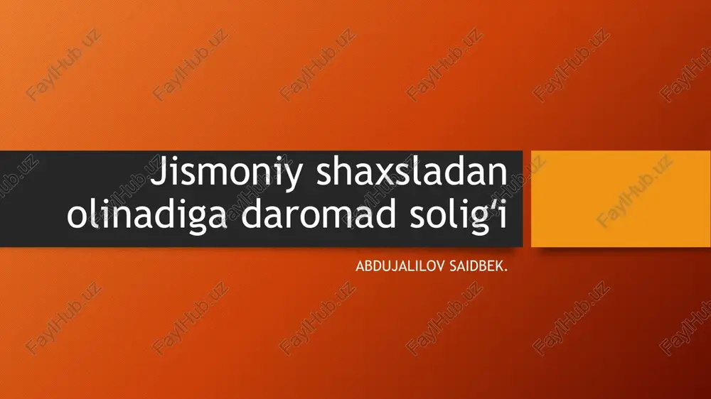 daromad solig‘i — PPTX