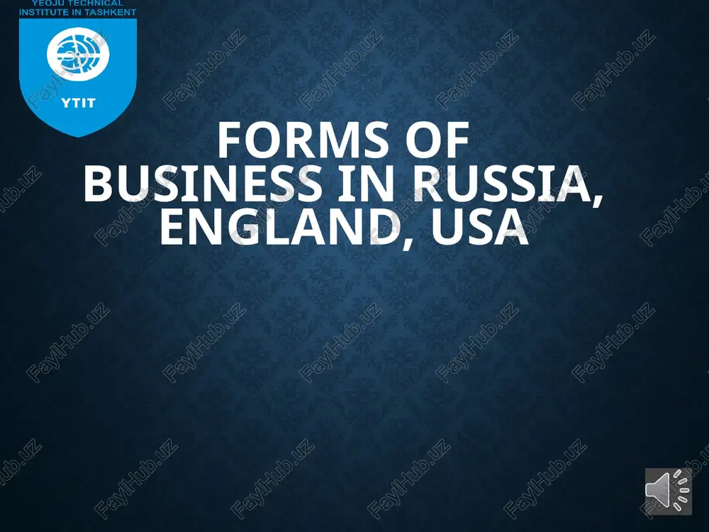 forms of business in russia, england, usa — PPTX