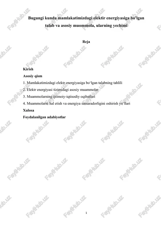 elektr energiyasi tizimi — PDF