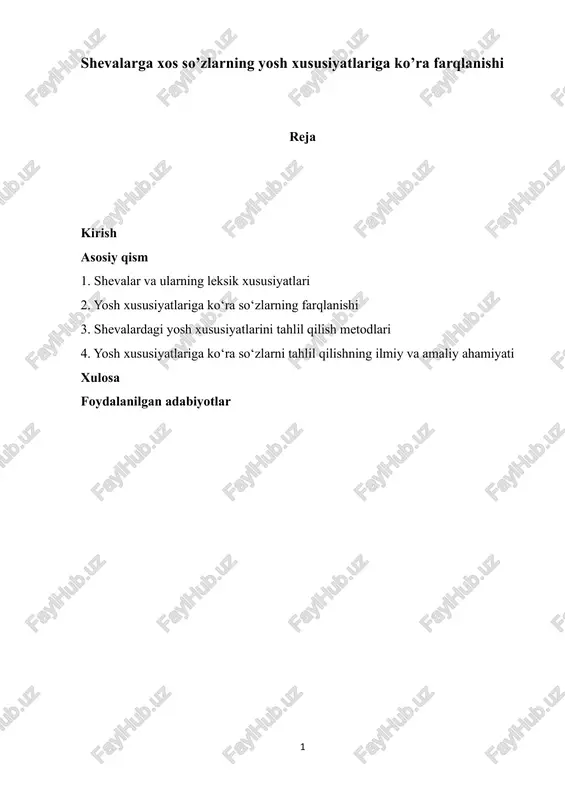 shevalarga xos so’zlarning yosh xususiyatlariga ko’ra farqlanishi — PDF