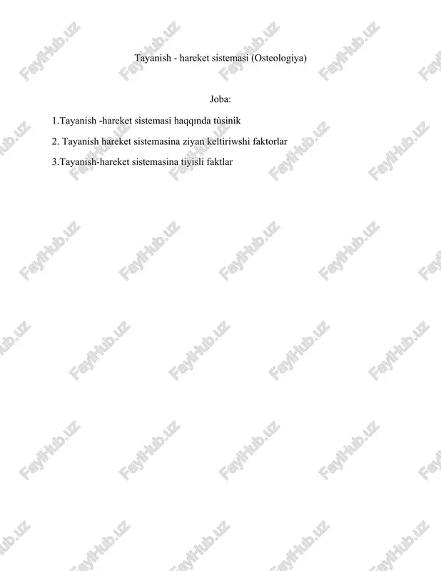 tayanish - hareket sistemasi (osteologiya) — DOCX