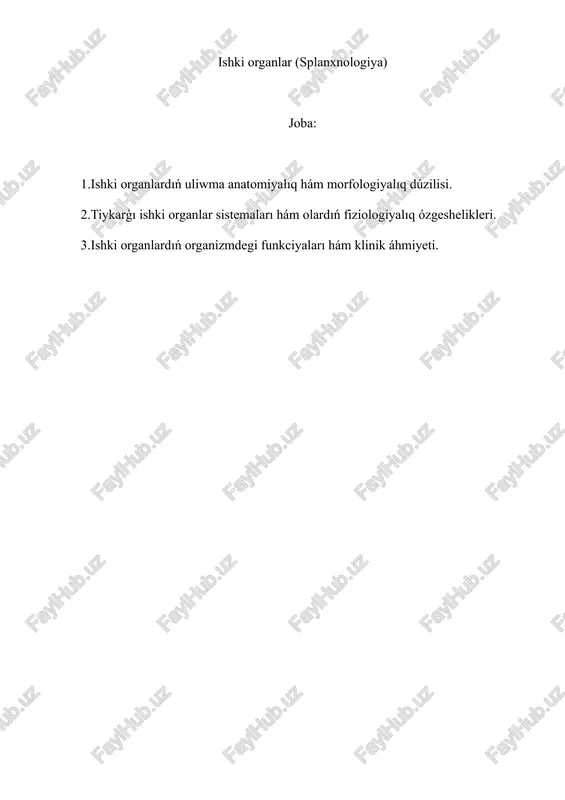 ishki organlar (splanxnologiya) — DOCX