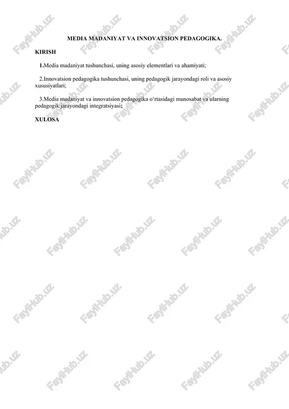 media madaniyat va innovatsion pedagogika — DOCX