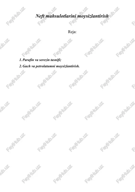 parafinlar va serezinlar — DOCX