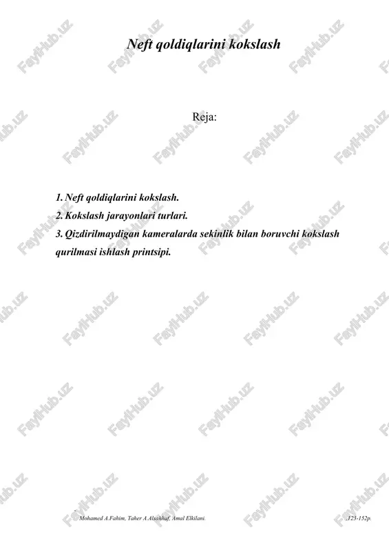 neft qoldiqlarini kokslash — DOCX