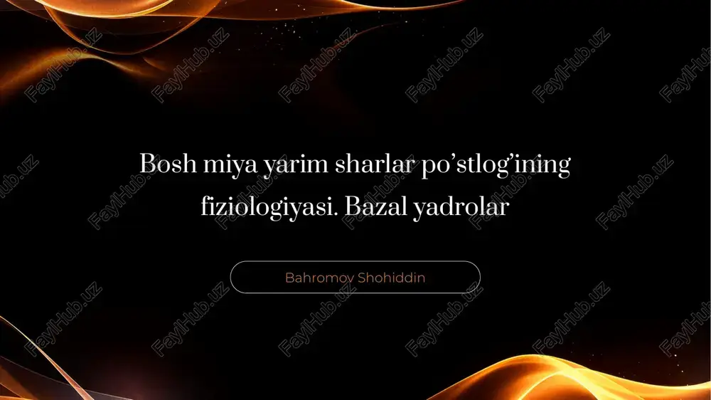 bosh miya yarim sharlar po'stlog'ining fiziologiyasi. bazal yadrolar — PPTX
