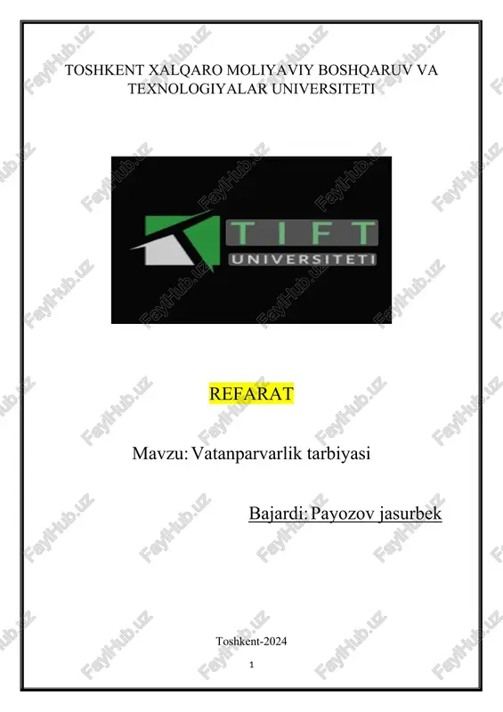 vatanparvarlik tarbiyasi — DOCX
