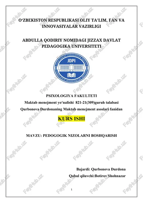 pedogogik nizolarni boshqarish — DOCX