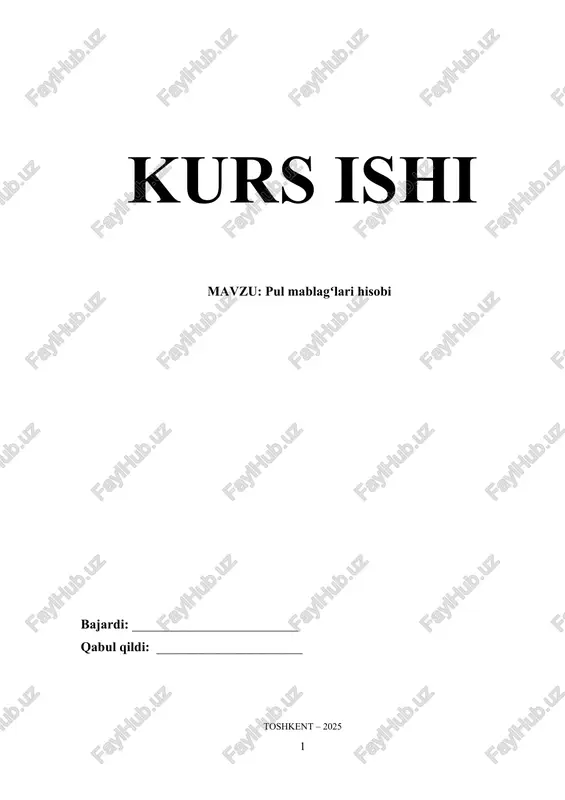 pul mablagʻlari hisobi — DOCX
