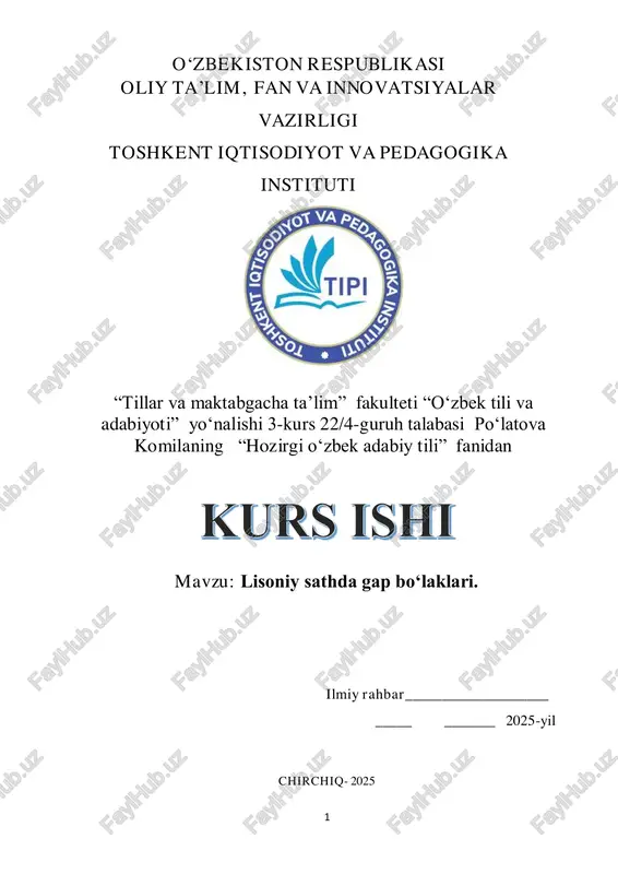 lisoniy sathda gap boʻlaklari — PDF
