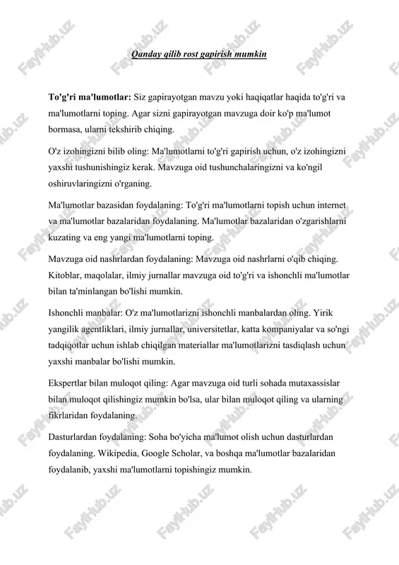 qanday qilib rost gapirish mumkin — DOCX