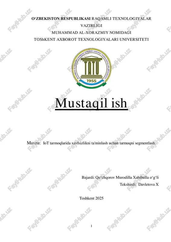 iot tarmoqlarida xavfsizlikni ta'minlash — PDF