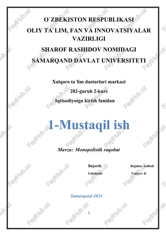 monopolistik raqobat — DOCX
