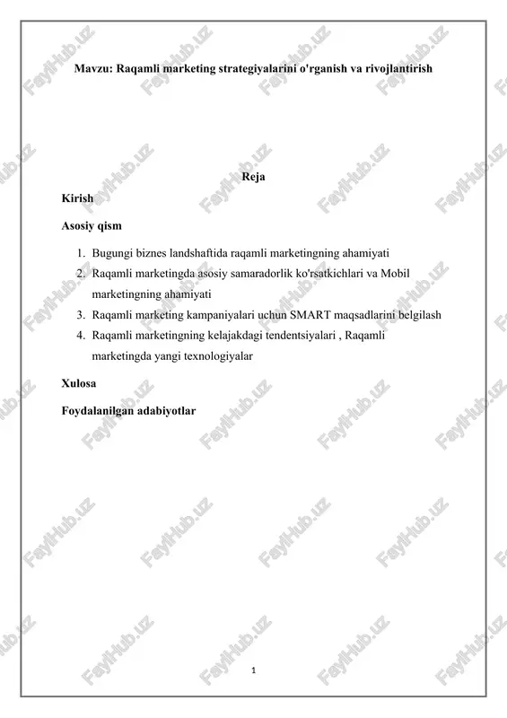 raqamli marketing strategiyalari — DOCX