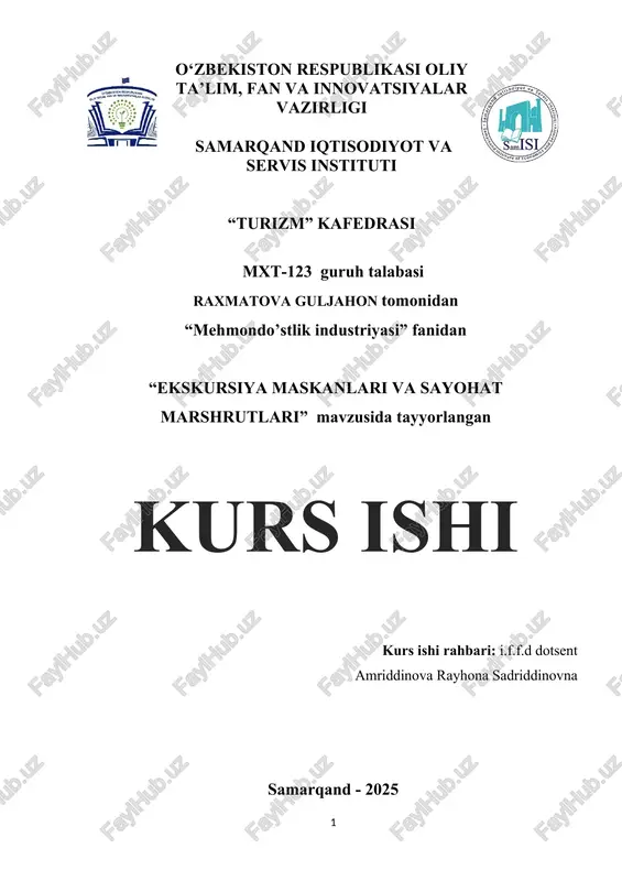 ekskursiya maskanlari va sayohat marshrutlari — DOCX
