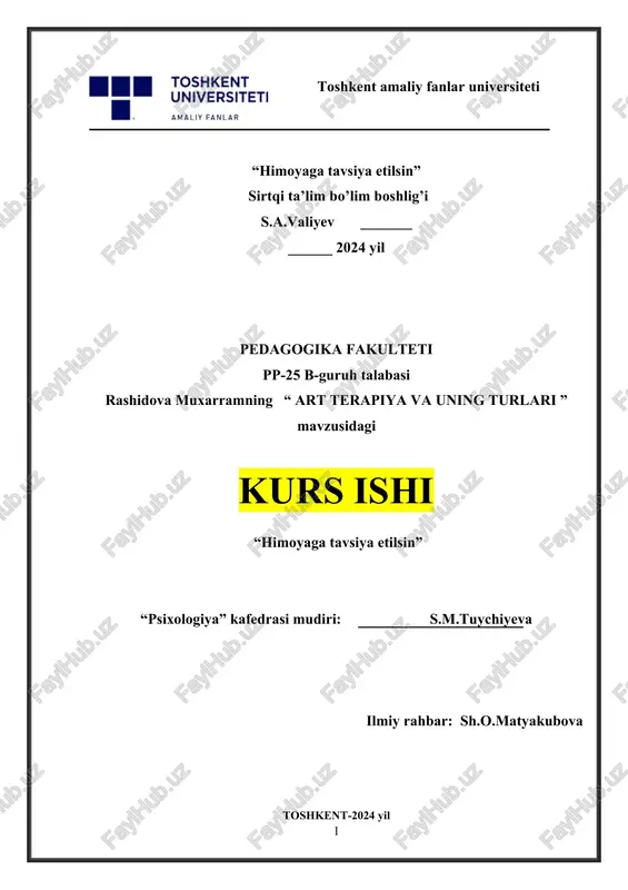art terapiya va uning turlari — DOCX
