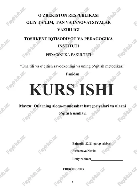 "otlarning aloqa-munosabat kategoriyalari va ularni oʻqitish usullari" — DOCX