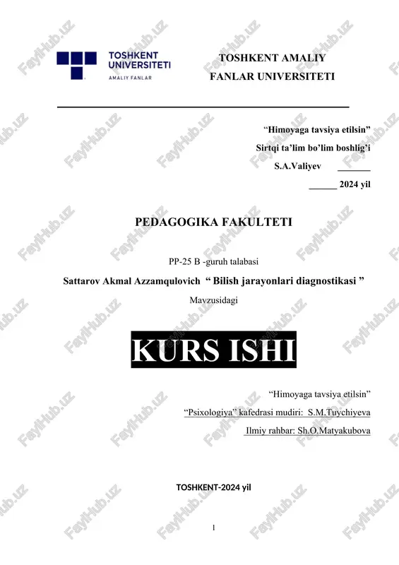 bilish jarayonlari diagnostikasi — DOCX
