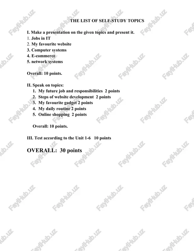 self-study topics presentation — DOCX