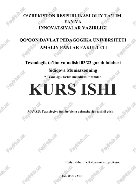 texnologik ta'lim metodikasi — DOCX