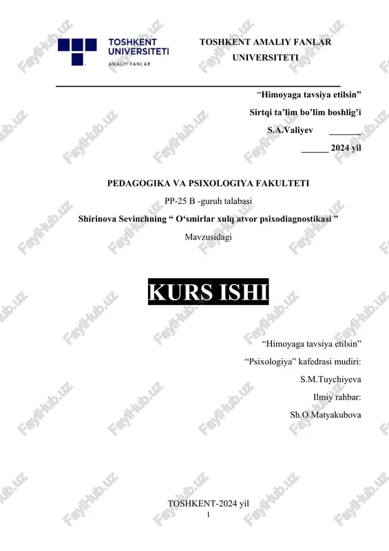 oʻsmirlar xulq atvor psixodiagnostikasi — DOCX