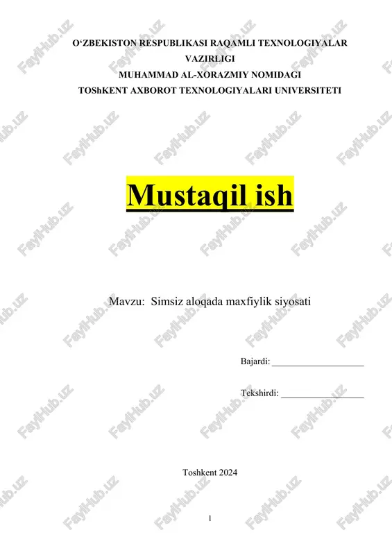 simsiz aloqada maxfiylik siyosati — DOCX