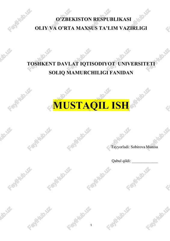 texnik-nazorat bo‘limining asosiy lavozimiy vazifalari — DOCX