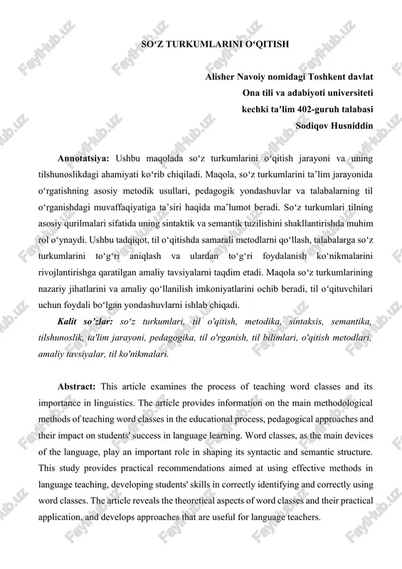 soʻz turkumlarini oʻqitish — DOCX