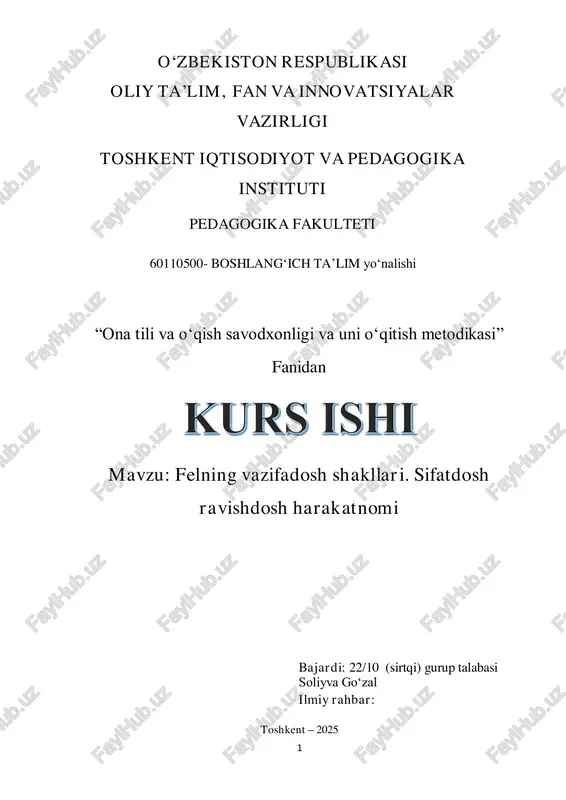 ona tili va oʻqish savodxonligi va uni oʻqitish metodikasi — PDF