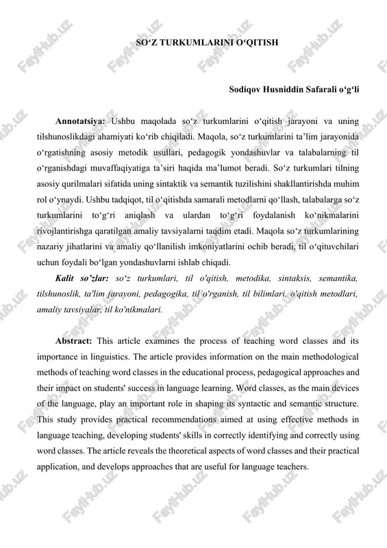 soʻz turkumlarini oʻqitish — DOCX